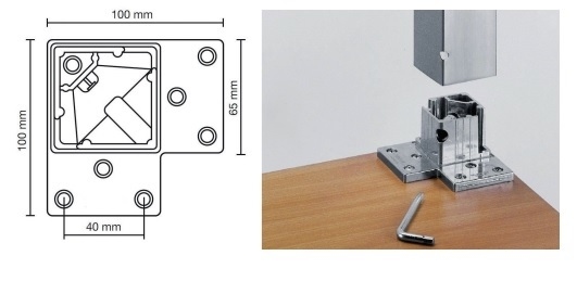 Tafelpoot 60x60mm - wit - hoogte 710mm - RAL9003 / ZM12