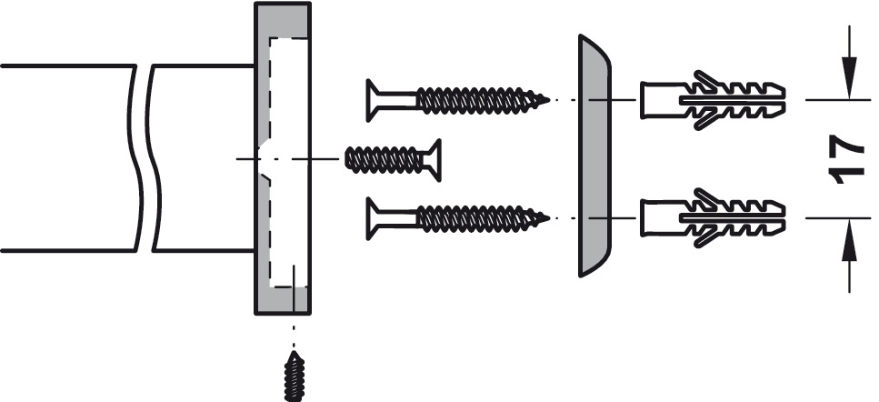 Wandgarderobe - RVS geborsteld - 1000mm