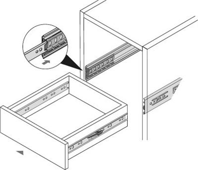 Zijwandmontage kogelgeleiders 30cm - push to open