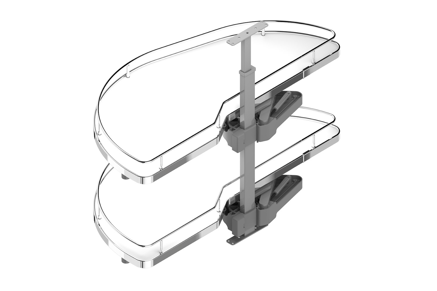 Zwenkplateau dolphin - 400mm - links - melamine/chroom