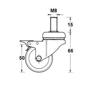 Zwenkwiel met draadstang 35kg - D50 - met rem